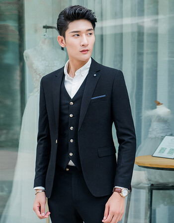 西装男士套装韩版潮流修身帅气休闲伴郎团服装新郎结婚礼服小西服