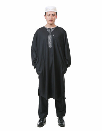 瑾苿 穆斯林男装巴服两件套男袍礼拜服棉麻伊斯兰夏季男礼拜服ml