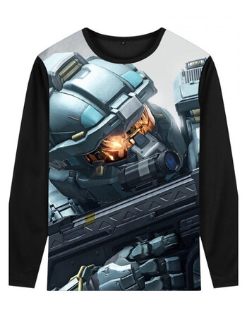 ps4游戏光环系列 halo光晕t恤春秋季长袖学生休闲打底宽松衣服男 黑色