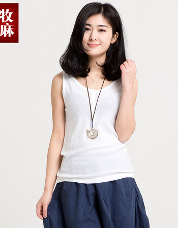 子牧2014新款女装夏季韩版纯棉女式开扣小背心百搭纯色工字型吊带