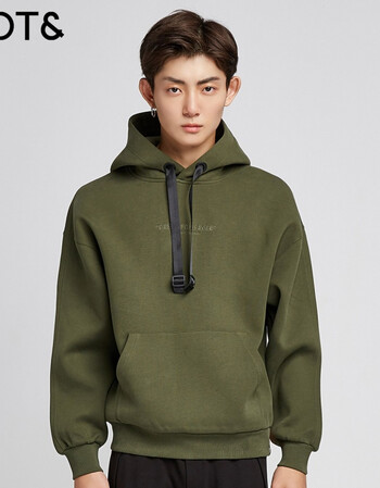 pote拉夏贝尔男装 2018冬季新品青年男士纯棉时尚纯色连帽卫衣 潮 军