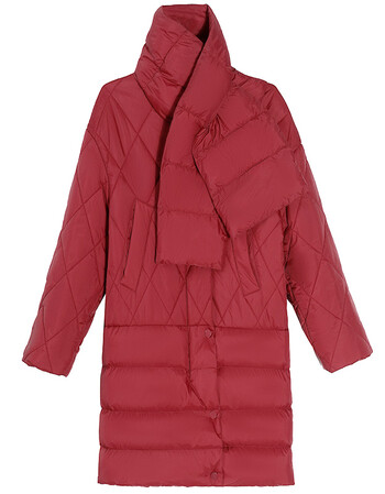 2018年冬季新款女装中长款立领棉大衣女圆领配围巾棉服女宽松大码纯色