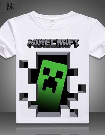 刻沫minecraft 动漫周边衣服 我的世界短袖t恤 麦块粉 苦力怕 07 l
