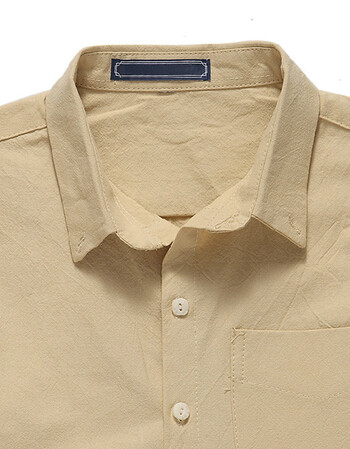 沐凡服饰2016新款春夏装简约时尚纯色男士长袖衬衫 深卡其布色 m