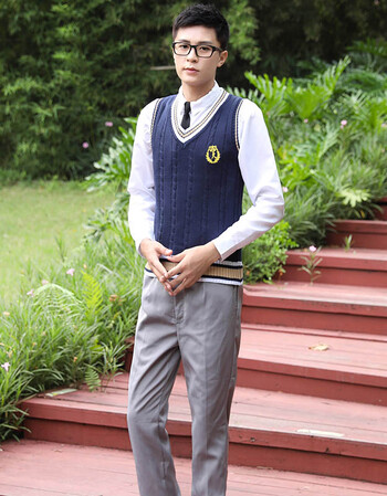 秋冬季韩版学院风班服学生制服初中高中韩国校服毛衣女短裙套装 纯白