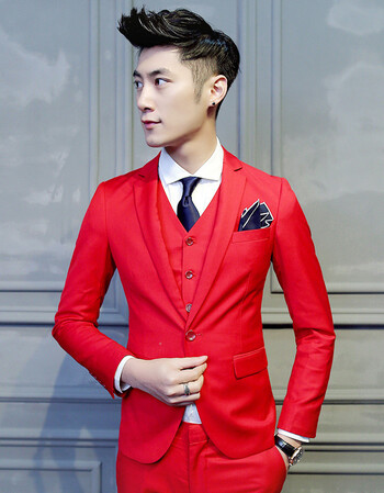 尊首(送领带 腰带) 2016西服三件套装男士韩版西装男修身百搭新郎结婚