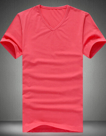 c2潮朝2016夏季男士v领大码糖果多色休闲短袖t恤男 西瓜红 m
