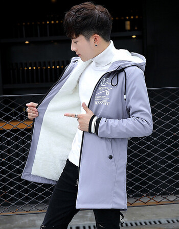 吉马克青少年连帽帅气夹克男冬季11中大童加厚保暖羊羔毛棉衣男15初中