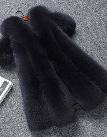 2018冬新款整皮竖条狐狸毛皮草马甲中长款显瘦可拆卸背心外套 铁灰色