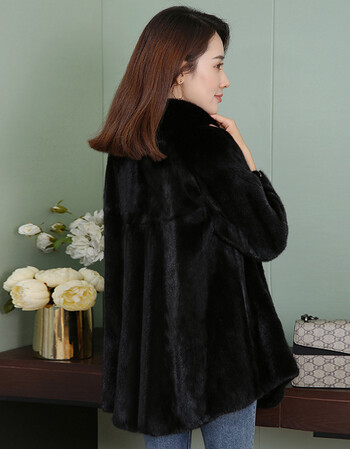 liemu 貂皮大衣女整貂中长款2018新款天鹅绒水貂毛皮草外套女式冬季