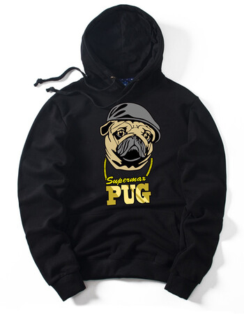 哈皮狗狗头卫衣男大码女情侣装连帽外套加绒加厚秋冬款 黑色【常规款