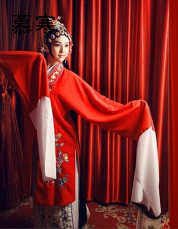 京剧越剧黄梅戏青衣花旦小姐民族古装戏曲服装舞台服装女披w 红色 女