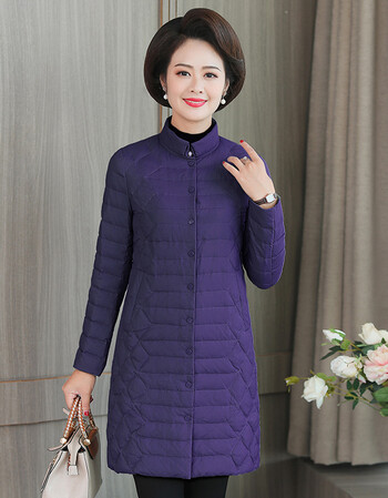 【京东优选】 妈妈棉服冬装新款女装中年中老年春秋装中长款羽绒棉衣
