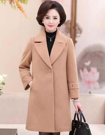【京东优选】 ㊣ 妈妈秋装毛呢外套气质中老年女装春秋中长款长袖呢子