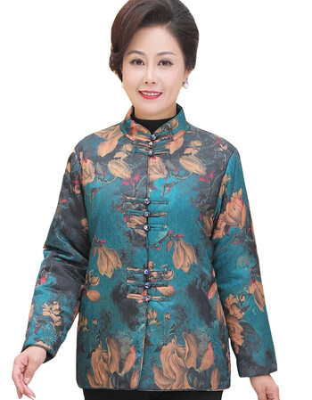 玛尚购/桑蚕丝绸缎奶奶棉袄女短款老人冬装中式唐装棉衣中老年人真丝