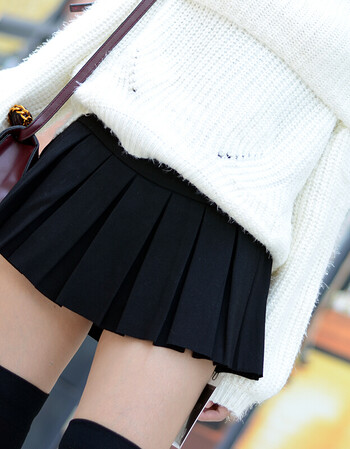 秋冬季超短裙弹力裤裙短裙女黑色a字半身裙百褶裙蓬蓬裙黑色锦棉(封边