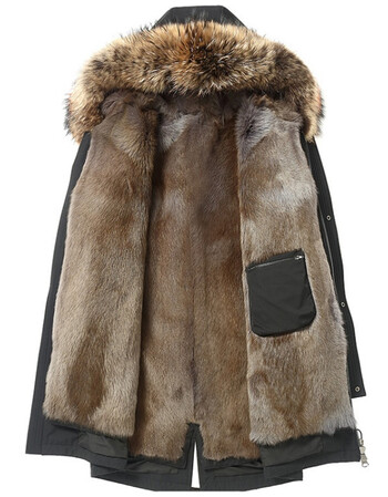 一体男士皮草中长款裘真皮皮衣尼克服大衣冬厚外套 旱貂内胆 迷彩外套