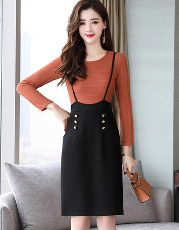 【京东精选】连衣裙针织假两件显瘦2018秋季新款女装韩版气质针织长袖