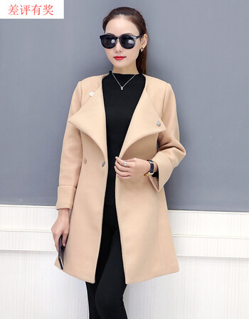 女王节京东2019欧版秋冬新款女装百搭气质中长款双面羊绒毛呢大衣外套