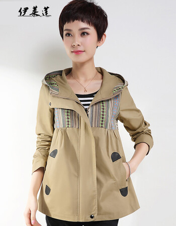 伊莱莲中老年女装40-50岁纯色休闲夹克外衣春装外套妈妈装大码上衣