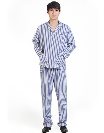 纪黛娜 棉病号服服病员服 男女病人服长袖 男款蓝白条 xxl