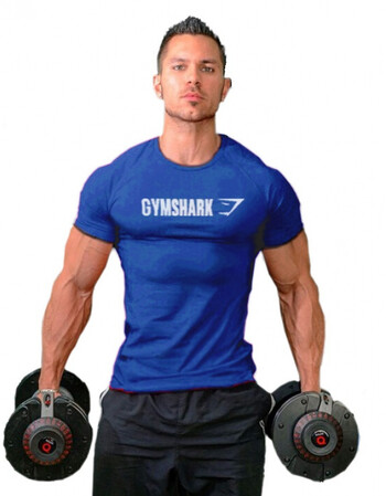 流行款gymshark健身t恤男士圆领运动吸汗纯棉t恤肌肉塑身0 宝蓝白 xxl