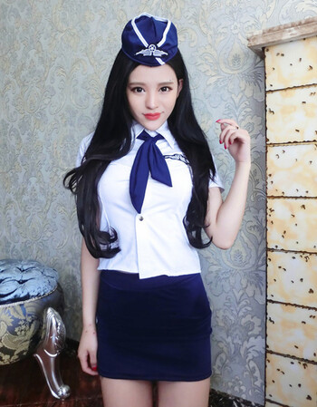 大码弹力空姐制服女式分体角色扮演职业女警情趣内衣诱惑套装gyhzds