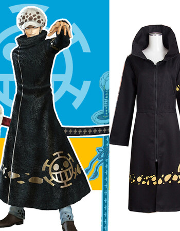 皙秀海贼王cos特拉法尔加罗劳卫衣裤子长袍披风衣服装 一二代毛绒帽子