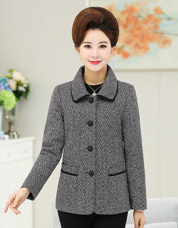 中年女装外套春秋款时尚50胖妈妈装春季上衣短款中老年 灰色 xl_ 4
