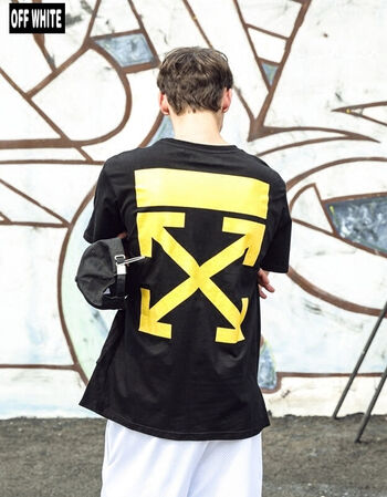 off white短袖t恤男2017夏季新款欧美简约休闲箭头印花半袖男装潮