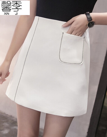 馨季2017新款春夏韩版高腰a字裙短裙修身半身裙包臀短裙裙子 白色 l