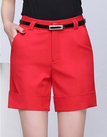 希黛月2017五分裤薄款短裤显瘦女夏阔腿裤宽松大码中裤 红色 l