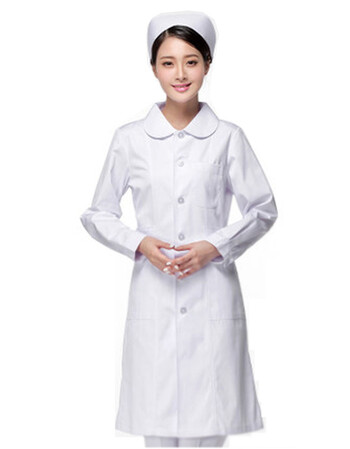 春秋款长袖护士服夏装短袖男女式医生服圆领白大褂 白色长袖 l