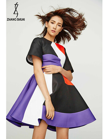 女装 连衣裙 zhangshuai 张帅公主连衣裙 女短款17春夏新品拼色宽松