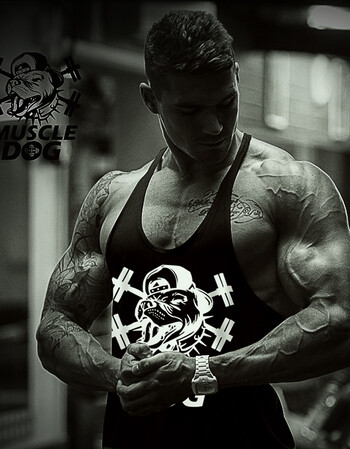 悟璟哦 健身背心男宽松欧美风肌肉男健美性感工字跨栏汗背心男夏 黑白