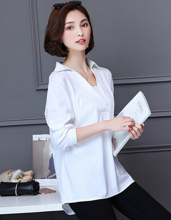 新款大码女装加肥加大胖mm200斤v领宽松夏短袖白衬衫女夏装衬衣雪纺潮