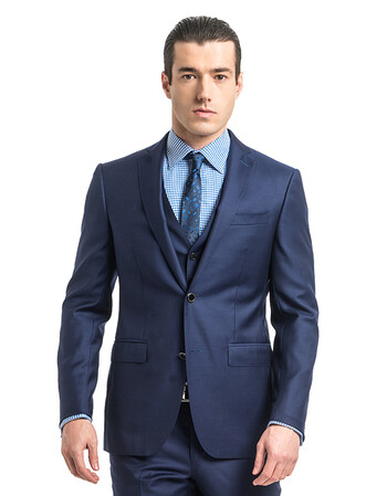 vskonne威斯康尼新款男西服套装上衣商务羊毛西装 紫罗蓝 52a