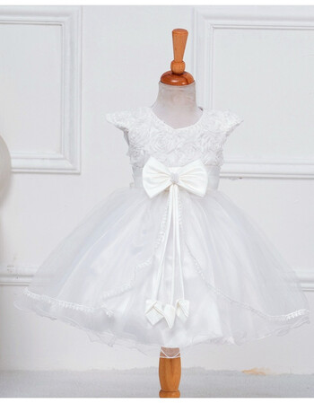 韩版新款儿童公主裙夏花童礼服童装女童婚纱裙女童演出服 白色 100cm