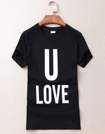 夏季新品t恤 男士字母印花 欧美风潮半袖修身衣服圆领短袖 白色 m