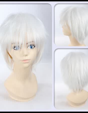 【】银魂 gintama 坂田银时 纯白色收脸反翘 cosplay假发 假发