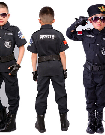 服装儿童小交警制服套装夏款短袖服sn7692 长袖 长裤 腰带 手套 墨镜
