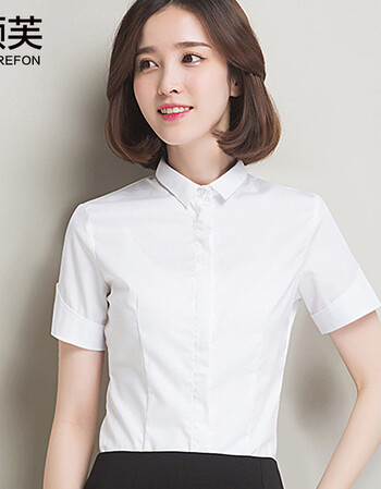 白领职业装衬衫女短袖修身显瘦白衬衣女士夏季工作服上衣正装ol新