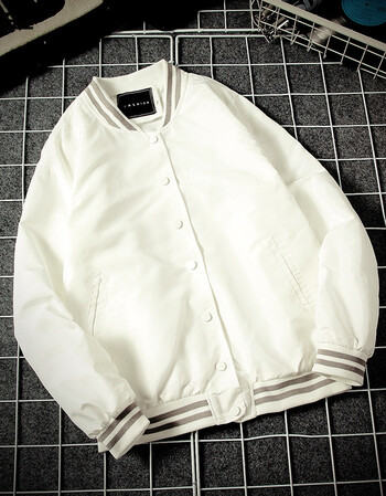 ar韩版新款2017圆领字母休闲夹克外套褂子男士 青少年潮流 白色 5xl