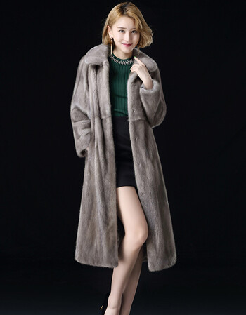 金佰贤进口海宁水貂皮草整貂皮大衣女中长款过膝修身显瘦冬貂毛裘皮