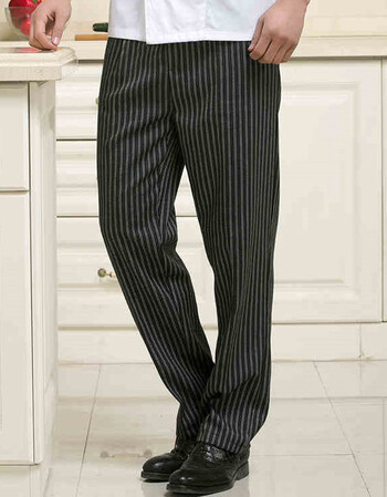 裤子 后厨餐厅服务员长裤 酒店制服裤 厨房松紧裤 厨师工作裤 条纹裤