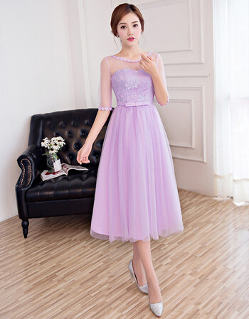 夏尔维纳 伴娘服中长款2018新款韩版春季紫色伴娘团修身礼服裙女姐妹