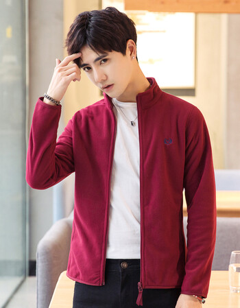 外套男士休闲夹克秋季青年外衣男修身型衣服韩版潮流帅气 酒红色 m