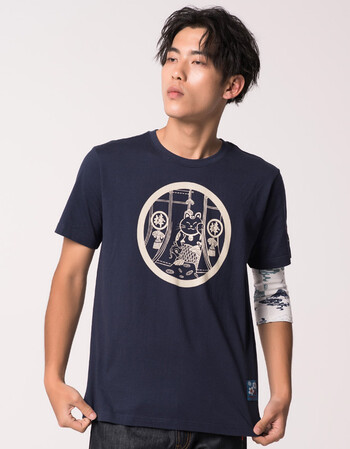 oniarai鬼洗 秋季新品 潮牌男t恤 泥棒蓝棒系列招财猫短袖 n84169 52