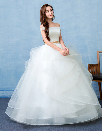 pingyu婚纱礼服新娘齐地一字肩韩式公主蓬蓬裙显瘦大码婚纱新款18夏季