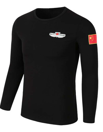 刺绣中臂章男式长袖t恤海陆空军标志刺绣胸章军迷男装t